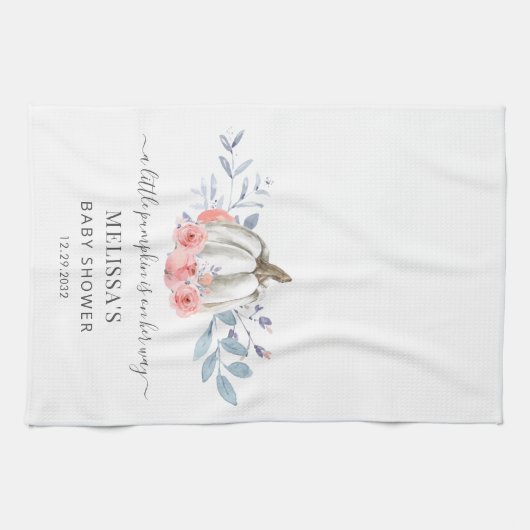 Pompoen Roze Bloemen Meisje Baby Shower Theedoek (Horizontaal)