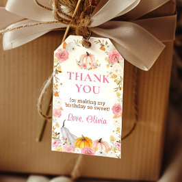 Pompoen Roze Bloemen Partij Dank u Favoriet Tag Cadeaulabel