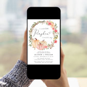 Pompoen Roze Bloemen Waterverf Koppels Baby shower Kaart