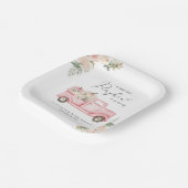 Pompoen roze bloemenwagen baby meisje douche papieren bordje (Gebogen)