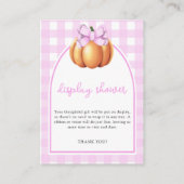 Pompoen roze boog boog boog baby shower display informatiekaartje (Voorkant)