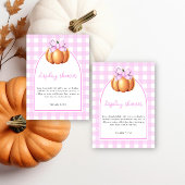 Pompoen roze boog boog boog baby shower display informatiekaartje