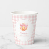 Pompoen Roze boog en gingham baby shower Papieren Bekers (Voorkant)