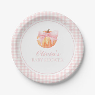 Pompoen Roze boog en gingham baby shower Papieren Bordje