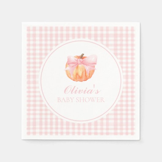 Pompoen Roze boog en gingham baby shower Servet (Voorkant)