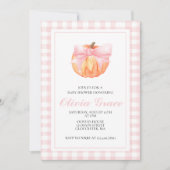 Pompoen Roze boog Plaid baby shower Kaart (Voorkant)