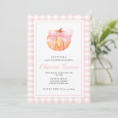 Pompoen Roze boog Plaid baby shower Kaart (Staand voorkant)