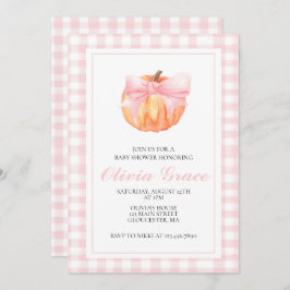 Pompoen Roze boog Plaid baby shower Kaart