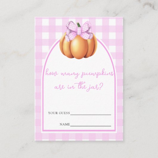 Pompoen roze boog Raad hoeveel pompoenen spel Informatiekaartje (Voorkant)