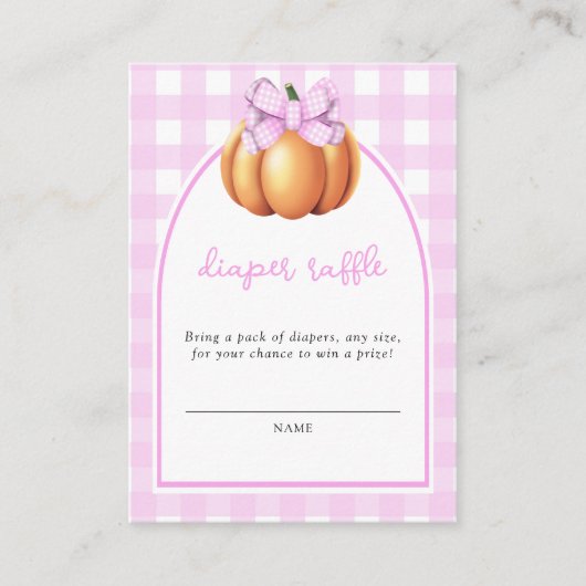 Pompoen roze boogboog baby shower luierverloting informatiekaartje (Voorkant)