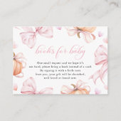 Pompoen Roze Bow Baby shower Boeken voor Baby Informatiekaartje (Voorkant)