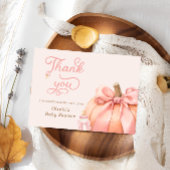 Pompoen Roze Bow Baby shower Dank u kaart