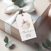 Pompoen & Roze Bow Baby shower Dank u Label Cadeaulabel