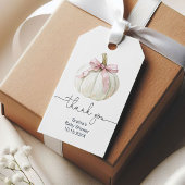 Pompoen & Roze Bow Baby shower Dank u Label Cadeaulabel