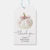 Pompoen & Roze Bow Baby shower Dank u Label Cadeaulabel (Voorkant)