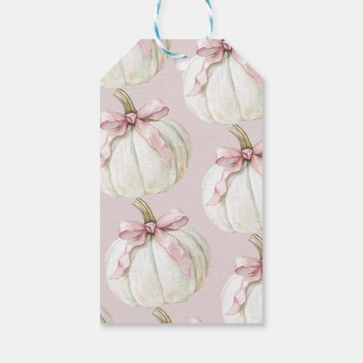 Pompoen & Roze Bow Baby shower Dank u Label Cadeaulabel (Achterkant)