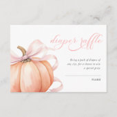 Pompoen Roze Bow Baby shower Luier Raffle Informatiekaartje (Voorkant)