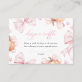 Pompoen Roze Bow Baby shower Luier Raffle Informatiekaartje (Voorkant)