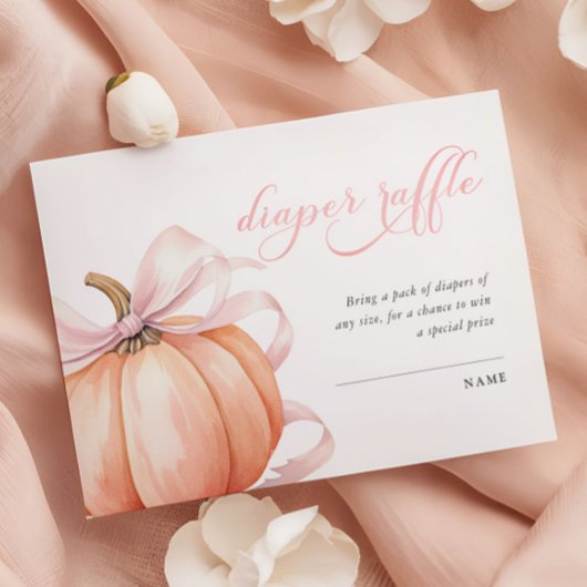 Pompoen Roze Bow Baby shower Luier Raffle Informatiekaartje