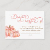 Pompoen Roze Bow Baby shower Luier Raffle Ticket Informatiekaartje (Voorkant)