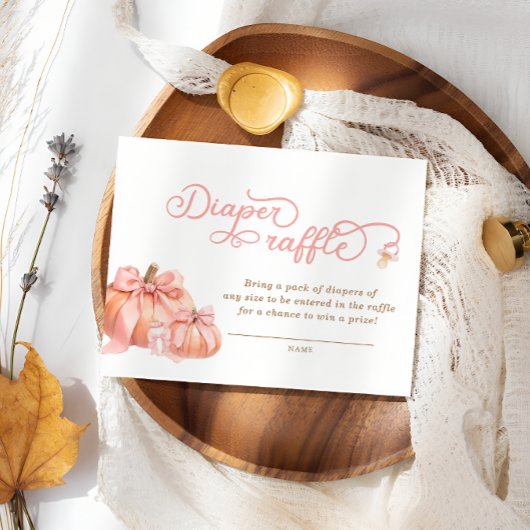 Pompoen Roze Bow Baby shower Luier Raffle Ticket Informatiekaartje