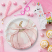Pompoen Roze Bow Baby shower Papieren Bordje (Feest)