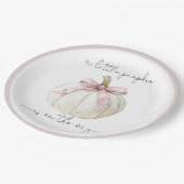 Pompoen & Roze Bow Baby shower Papieren Bordje (Gekanteld)