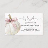 Pompoen & Roze Bow Display Baby shower Informatiekaartje (Voorkant)