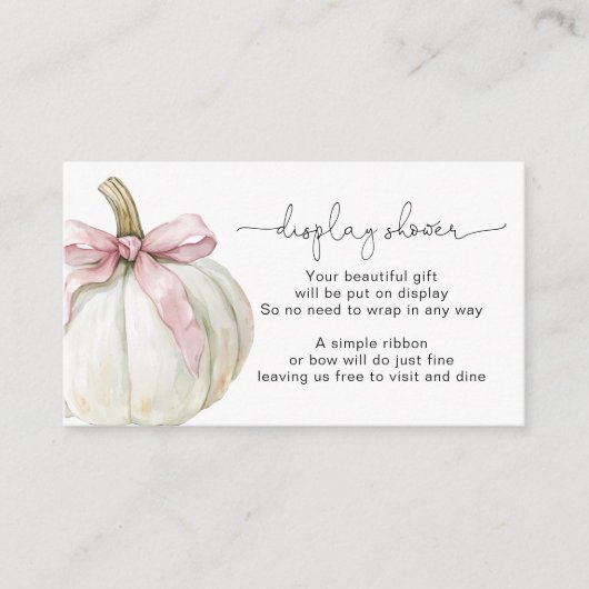 Pompoen & Roze Bow Display Baby shower Informatiekaartje (Voorkant)