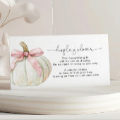 Pompoen & Roze Bow Display Baby shower Informatiekaartje