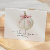 Pompoen & Roze Bow Gevouwen Dank u kaart
