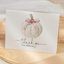 Pompoen & Roze Bow Gevouwen Dank u kaart