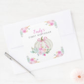 Pompoen Roze Bow Girls Eerste Verjaardag Vierkante Sticker (Envelop)
