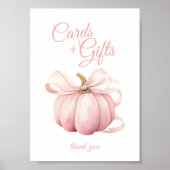 Pompoen Roze Bow Kaarten & Gifts Tafelteken Poster (Voorkant)