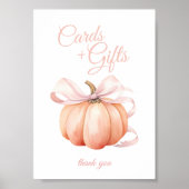 Pompoen Roze Bow Kaarten & Gifts Tafelteken Poster (Voorkant)