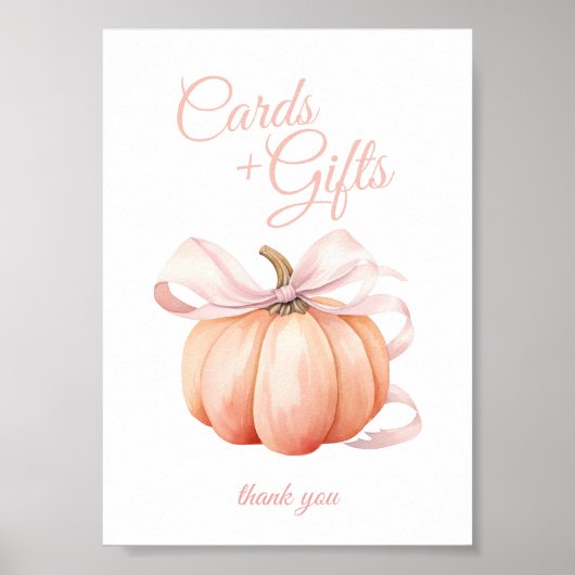 Pompoen Roze Bow Kaarten & Gifts Tafelteken Poster (Voorkant)