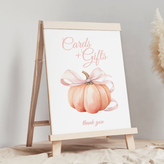 Pompoen Roze Bow Kaarten & Gifts Tafelteken Poster