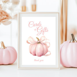 Pompoen Roze Bow Kaarten & Gifts Tafelteken Poster