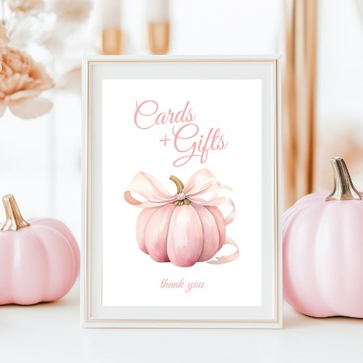 Pompoen Roze Bow Kaarten & Gifts Tafelteken Poster