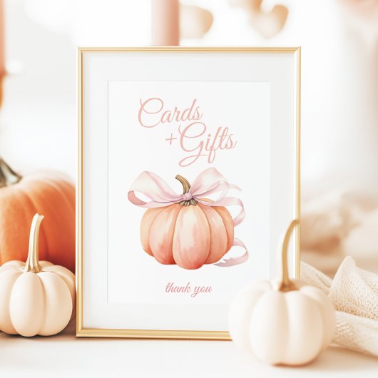 Pompoen Roze Bow Kaarten & Gifts Tafelteken Poster