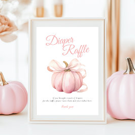 Pompoen Roze Bow Luier Raffle Tafel Teken Poster