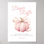 Pompoen Roze Bow Luier Raffle Tafel Teken Poster (Voorkant)