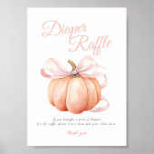 Pompoen Roze Bow Luier Raffle Tafel Teken Poster (Voorkant)