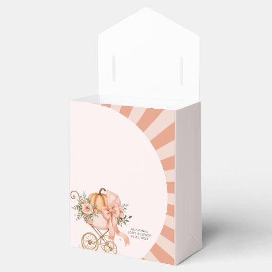 Pompoen Roze Bow Waterverf Baby shower Bedankdoosjes (Geopend)