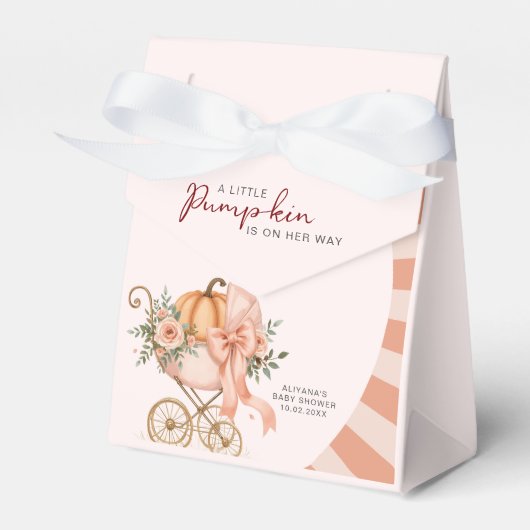 Pompoen Roze Bow Waterverf Baby shower Bedankdoosjes (Voorkant Zijde)