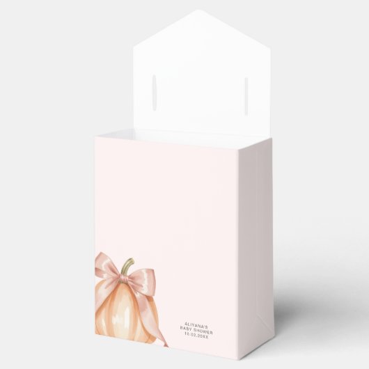 Pompoen Roze Bow Waterverf Baby shower Bedankdoosjes (Geopend)