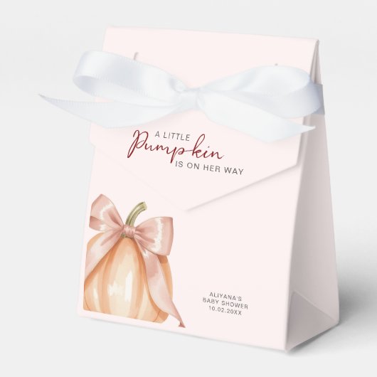 Pompoen Roze Bow Waterverf Baby shower Bedankdoosjes (Voorkant Zijde)
