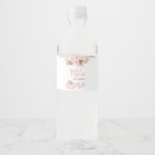Pompoen Roze Eerste Verjaardag Water Fles Label Waterfles Etiket (Voorkant)