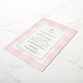 Pompoen Roze Gingham Doop Folie Uitnodiging (Gedraaid)