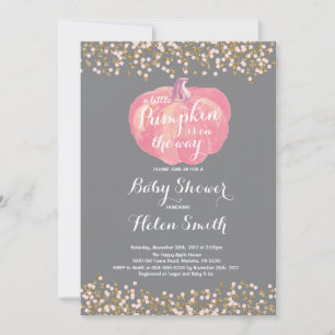 Pompoen Roze Goud Meisje Baby Shower Uitnodiging